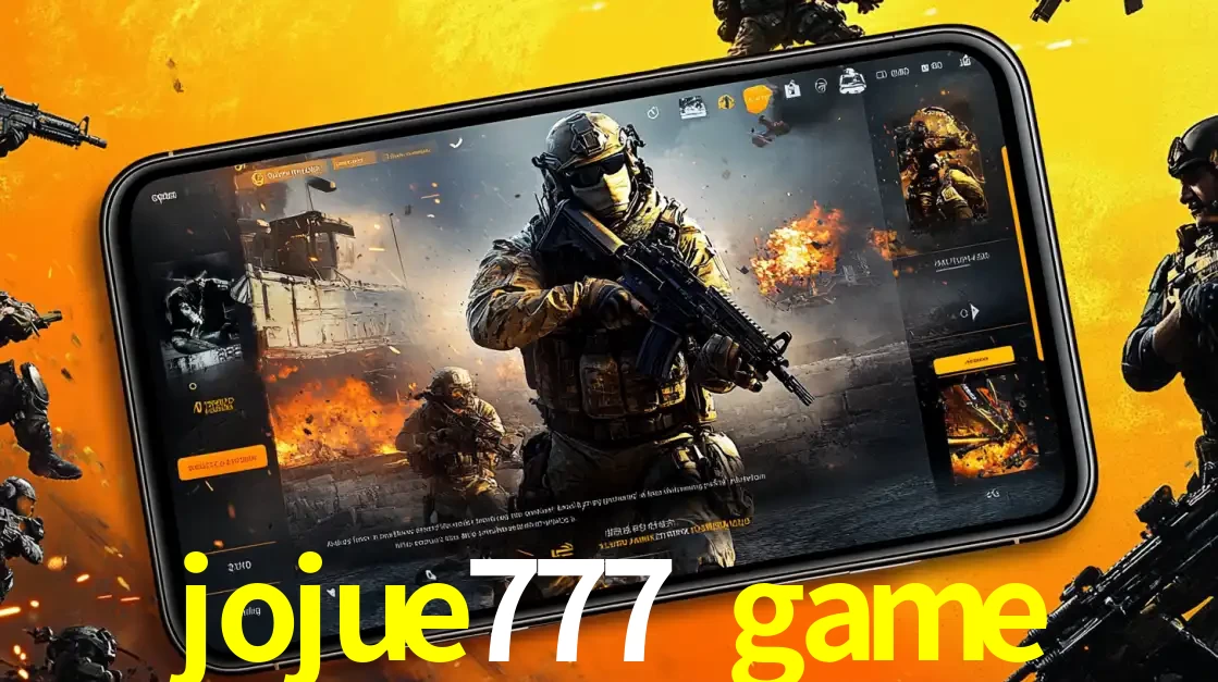 Um smartphone exibindo a interface de um jogo de tiro em primeira pessoa, com um soldado em um cenário de batalha, representando a ação dos e-sports para apostar no jojue777 game.