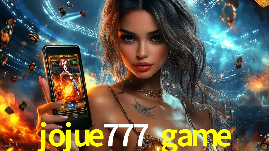 Mulher segurando um celular com um jogo de slot em destaque, tendo como fundo um estádio vibrante, simbolizando a emoção de jogar no cassino móvel jojue777 game.